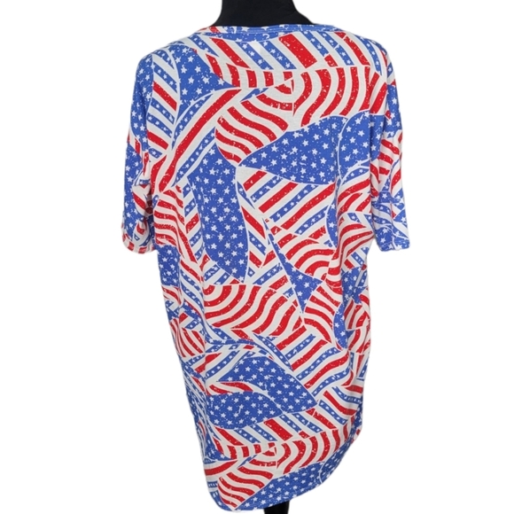 Lularoe Red, White & Blue American Flag Patriotic Americana Irma Tee Size XXS - Picture 5 of 8